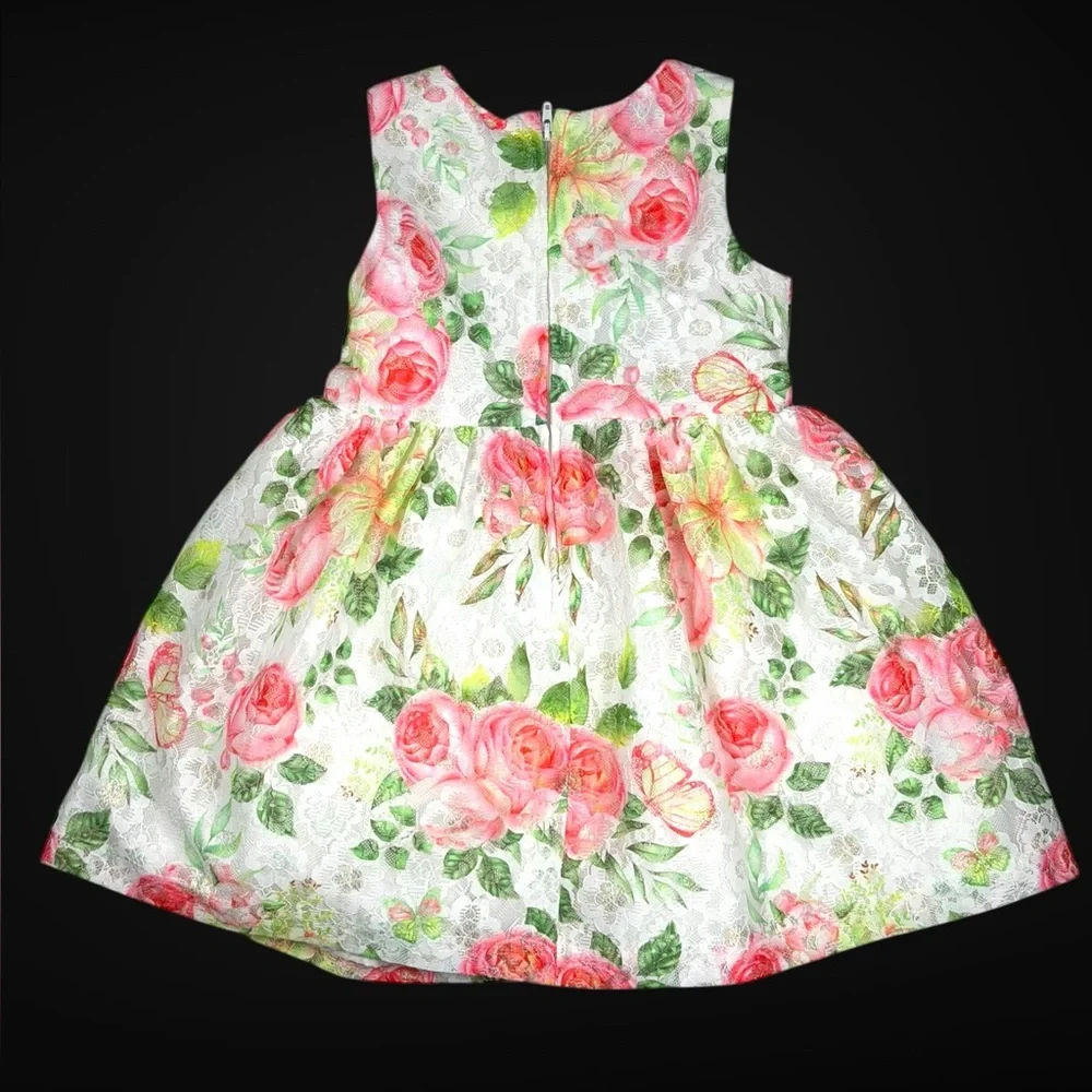 Bonnie Baby 3-Piece Floral Dress Set w/ Green Cardigan & Diaper Cover –Size 24M - Picture 6 of 17